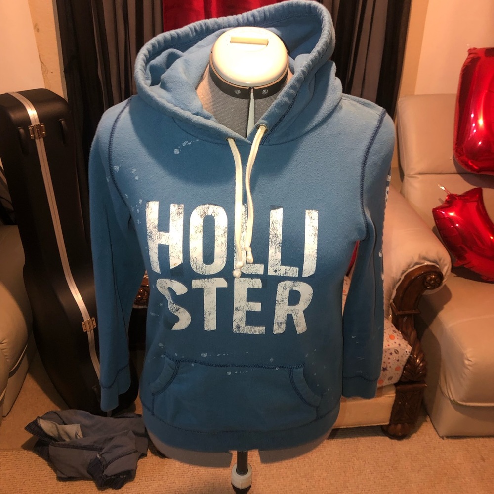 Hollister cool blue paint splatter hoodie